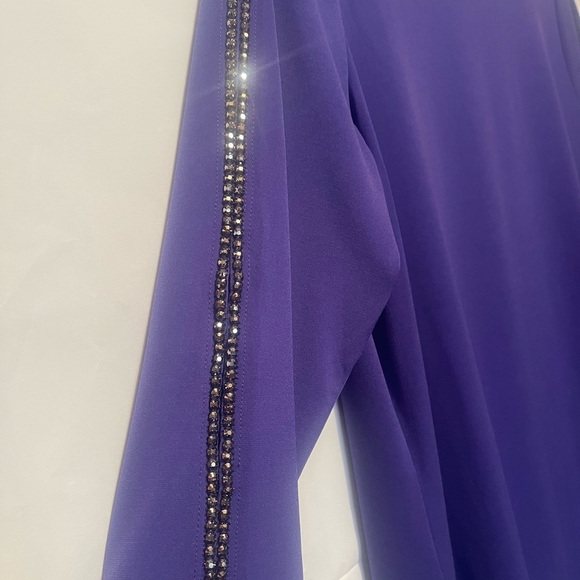 SUSAN GRAVER , Purple Women's Top with Embellished Sleeves - Picture 4 of 6